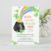 Invitation Shamrock arc-en-ciel Pot d'Anniversaire de enfant  (Debout devant)