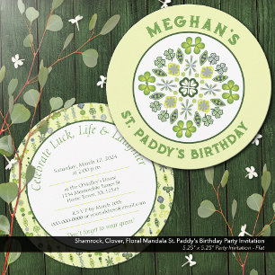 Invitation Shamrock Clover Mandala St. Paddy's Birthday Party