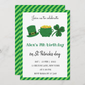 Invitation Shamrock d'anniversaire de la Saint-Patrick Green (Devant / Derrière)