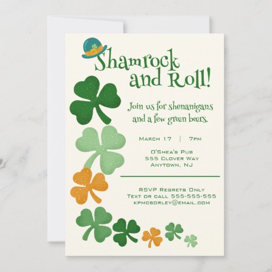 Invitation Shamrock de la Saint-Patrick (Devant)