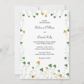 Invitation Shamrock Fleur sauvage Vert Or Élégant Mariage (Devant)