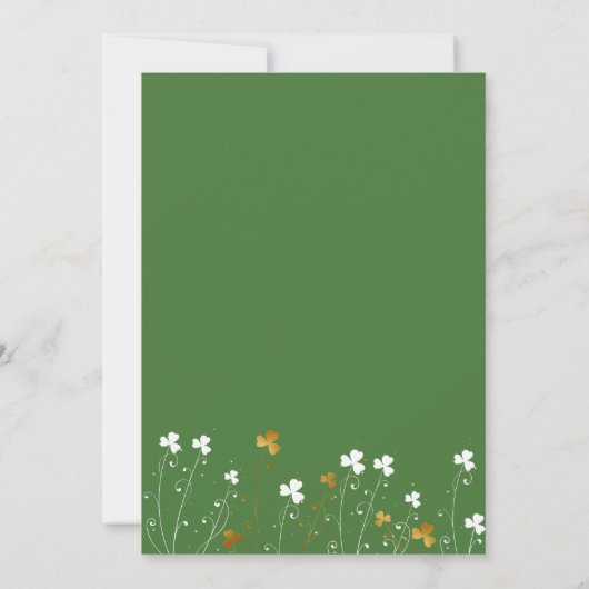 Invitation Shamrock Fleur sauvage Vert Or Élégant Mariage (Dos)