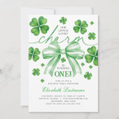 Invitation Shamrock Green Bow Lucky Charm 1st Birthday (Devant)