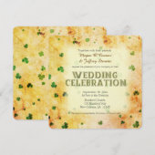 Invitation shamrock irlandais d'aquarelle russe (Devant / Derrière)