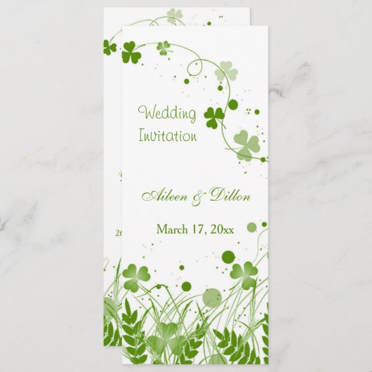 Invitation shamrock irlandais tourbillonnant dans un Mariage  (Devant / Derrière)