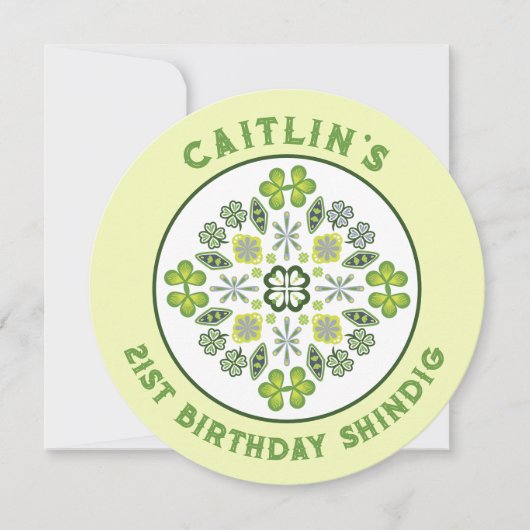 Invitation Shamrock Mandala fête du 21ème anniversaire (Devant)
