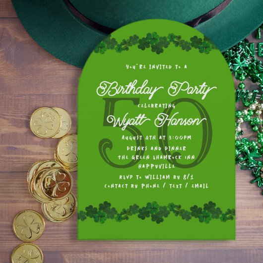 Invitation Shamrock Marche Surpire fête d'anniversaire