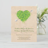 Invitation Shamrock Mariage irlandais Heart (Debout devant)
