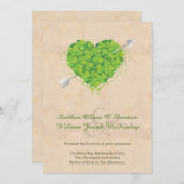 Invitation Shamrock Mariage irlandais Heart (Devant / Derrière)