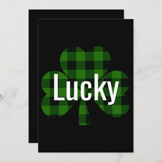 Invitation Shamrock plat noir vert classique (Devant / Derrière)