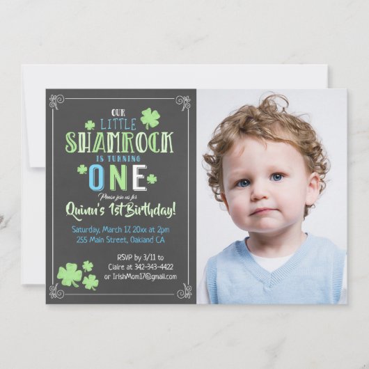 Invitation Shamrock St. Patrick's Day 1er Garçon Anniversaire (Devant)