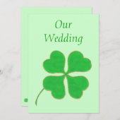 Invitation Shamrock vert avec points d'or, Mariage Inviter (Devant / Derrière)