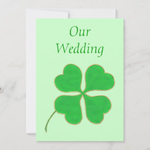 Invitation Shamrock vert avec points d'or, Mariage Inviter