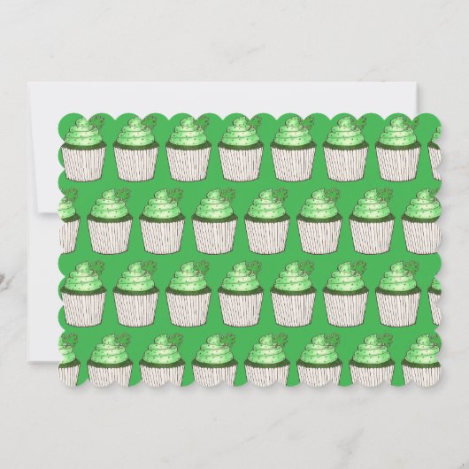 Invitation Shamrock vert Cupcake St. Patrick's Day (Dos)