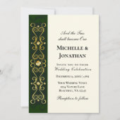 Invitation Shamrocks d'or irlandais sur Mariage chrétien vert (Devant)