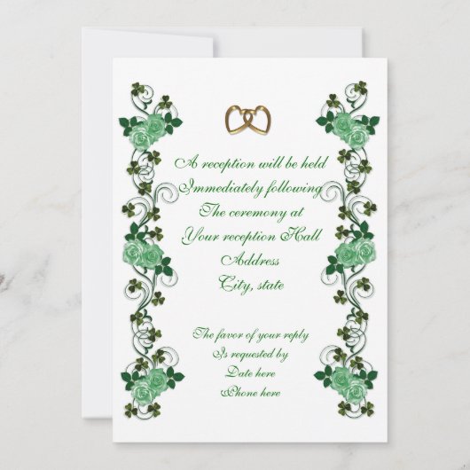 Invitation Shamrocks et roses irlandais (Dos)