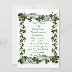Invitation shamrocks et ruban irlandais