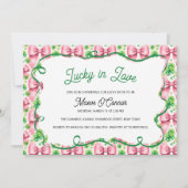 Invitation Shamrocks et vaches rose et Fête des mariées verte (Devant)