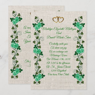Invitation Shamrocks irlandais et roses verts