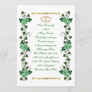 Invitation shamrocks irlandais et roses verts