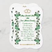 Invitation Shamrocks irlandais et roses verts (Devant / Derrière)