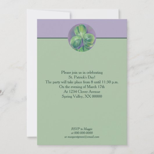 Invitation Shamrocks vertes de trèfle sur la St. Patrick's Da (Devant)