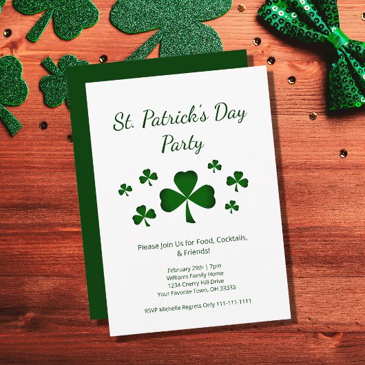Invitation Shamrocks verts de la fête de la Saint Patrick