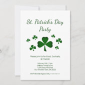 Invitation Shamrocks verts de la fête de la Saint Patrick (Devant)