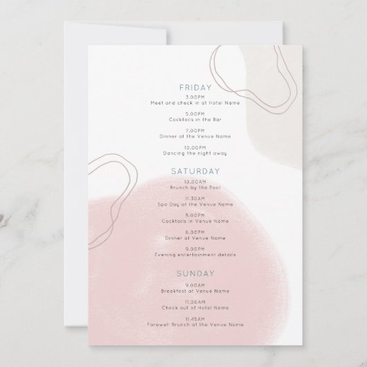 Invitation Shapes Lines Itinéraire Bachelorette Party Week-en (Dos)