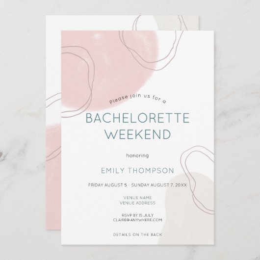 Invitation Shapes Lines Itinéraire Bachelorette Party Week-en (Devant / Derrière)