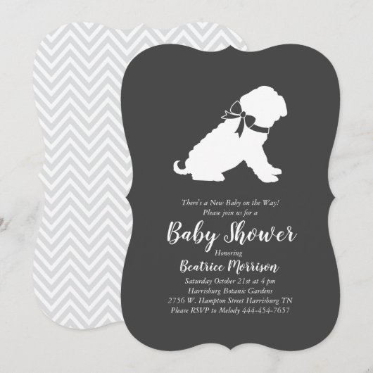Invitation Shar-Pei Baby shower Chien Neutre Genre (Devant / Derrière)