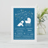 Invitation Shar Pei Chien Baby shower Blue Boy (Debout devant)