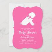 Invitation Shar-Pei Chien Baby shower fille rose (Devant)