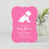 Invitation Shar-Pei Chien Baby shower fille rose (Debout devant)