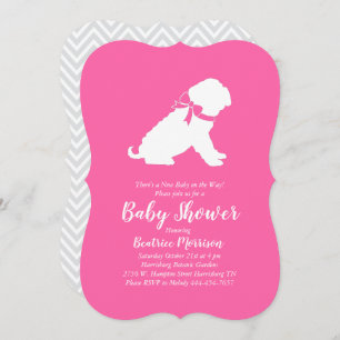 Invitation Shar-Pei Chien Baby shower fille rose