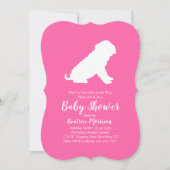 Invitation Shar-Pei Chien Baby shower fille rose (Devant)