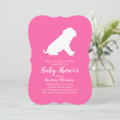 Invitation Shar-Pei Chien Baby shower fille rose (Debout devant)