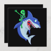 Invitation Shark Halloween Skeleton équitation Requins Amour (Devant / Derrière)