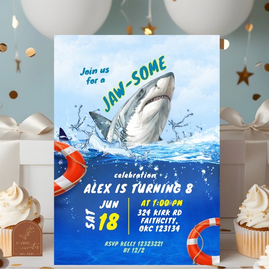 Invitation Shark Jawsome Boy Fête d'anniversaire