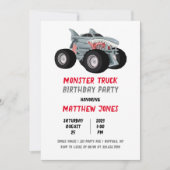 Invitation Shark Monster Truck Racing Drapeau fête d'annivers (Devant)