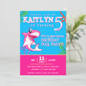 Invitation Shark Ocean Girls N'importe quel âge Anniversaire (Debout devant)