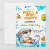 Invitation Shark Pool pizza Party Birthday Invite (Devant / Derrière)