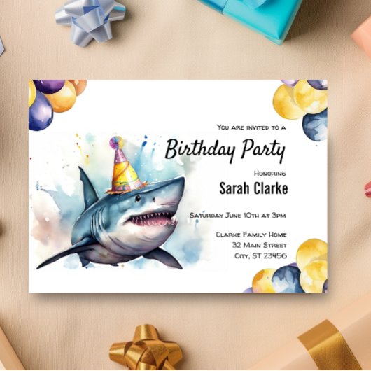 Invitation Shark Sea Life Aquarium Célébration d'anniversaire