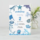 Invitation Shark Under the Sea Birthday Party (Debout devant)
