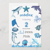 Invitation Shark Under the Sea Birthday Party (Devant / Derrière)