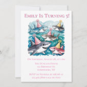 Invitation Sharks mignonne Sous La Fête D'Anniversaire Des Fi (Devant)