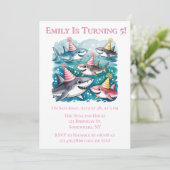 Invitation Sharks mignonne Sous La Fête D'Anniversaire Des Fi (Debout devant)