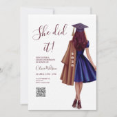 Invitation She Did It | Brown Bronze Elegant Graduation Party (Devant)