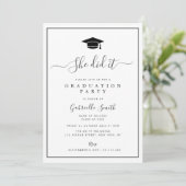 Invitation SHE DID IT! College Graduation Party (Debout devant)