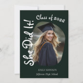 Invitation She Did It! Modern Photo Graduation Party  (Devant)